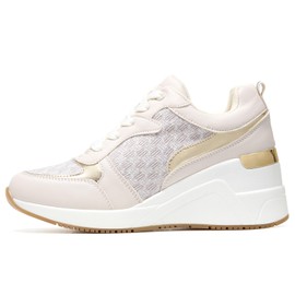 Cestfini Fashion Wedge High Heeled Sneakers for Women, Lace Up Non-Slip Comfortable Sneakers