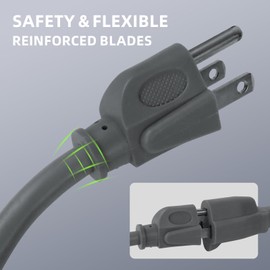 EP 6 Ft Outdoor Extension Cord - 16/3 SJTW Gray Electrical Cable with 3 Prong Grounded Plug, UL Listed