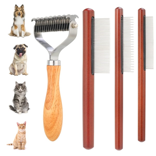 4 Packs Pet Dematting Comb, Dogs and Cats Grooming Brush