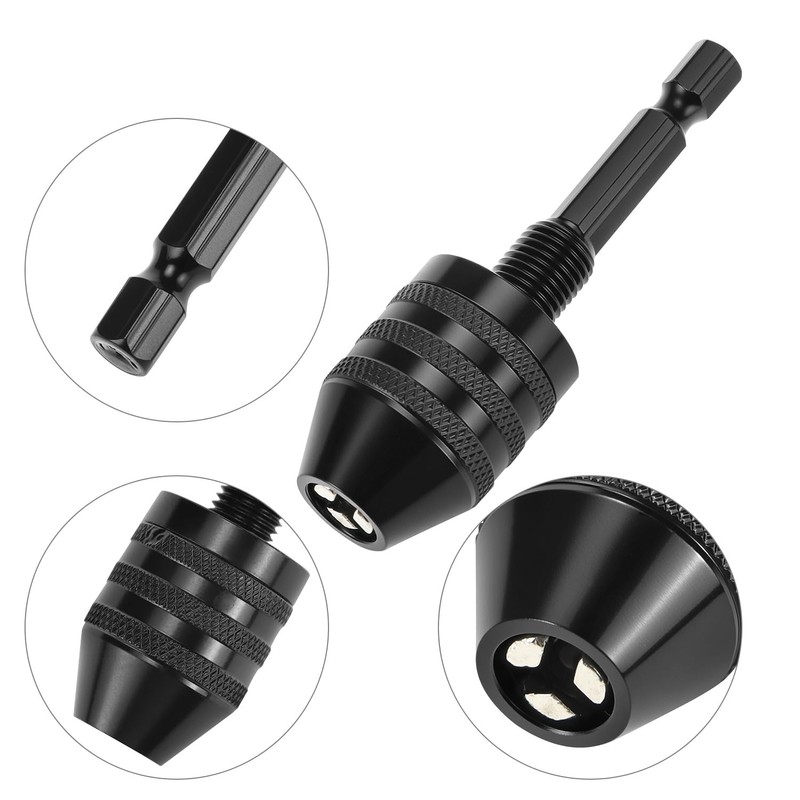 QWORK Keyless Drill Chuck Set, 4 Pieces 1/4, 1/8, 1/16