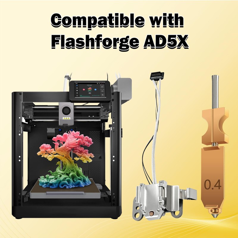 for Flashforge AD5X Upgraded 0.4MM Integraded Nozzle & Heating Assembly