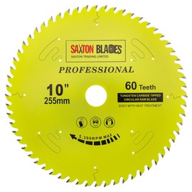 TCT25560TPRO Saxton Professional Range TCT Circular Saw Blade 255mm x 60T x 30mm Bore, 16, 20, 25, 25.4mm Reduction Rings Compatible with Evolution Bosch Makita Dewalt etc