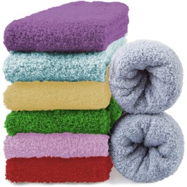Gilbins Super Soft Toasty Fuzzy Warm Cozy Plush Slipper Grip Socks 6 Pack (Colors style 1)