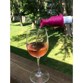 Wine Stopper and Pourer 2 Pack – Pink and Black Silicone Wine Accessories to Serve Wine More Easily by Simply Charmed