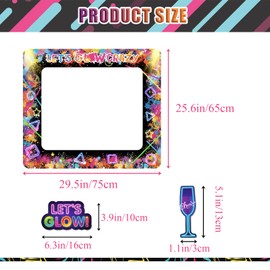 POPOYU Pack of 26 Let's Glow Photo Box Accessories, Neon Party Inflatable Photo Frame with 25 Glow Photo Box Props, Selfie Frame, Inflatable Picture Frame for Let's Glow, Photo Frame Set