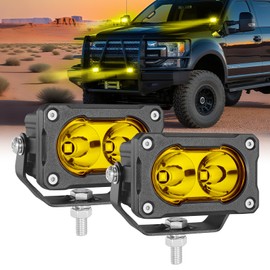 LED Pods, Fastchoy Auto 2Pcs 40W 3 Inch Yellow Spot LED Light Pods Fog Lights Motorcycle Driving Light Backup Bumper Small Pod Lights for Truck ATV UTV SUV Surron Pickup Boat