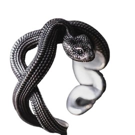 Wendalern Gothic Black Snake Ring Open Adjustable Rattlesnake Ring Punk Snake Animal Statement Ring Personality Snake Index Finger Ring Hip Hop Y2k Jewellery for Women Girls, Non-precious metal, No