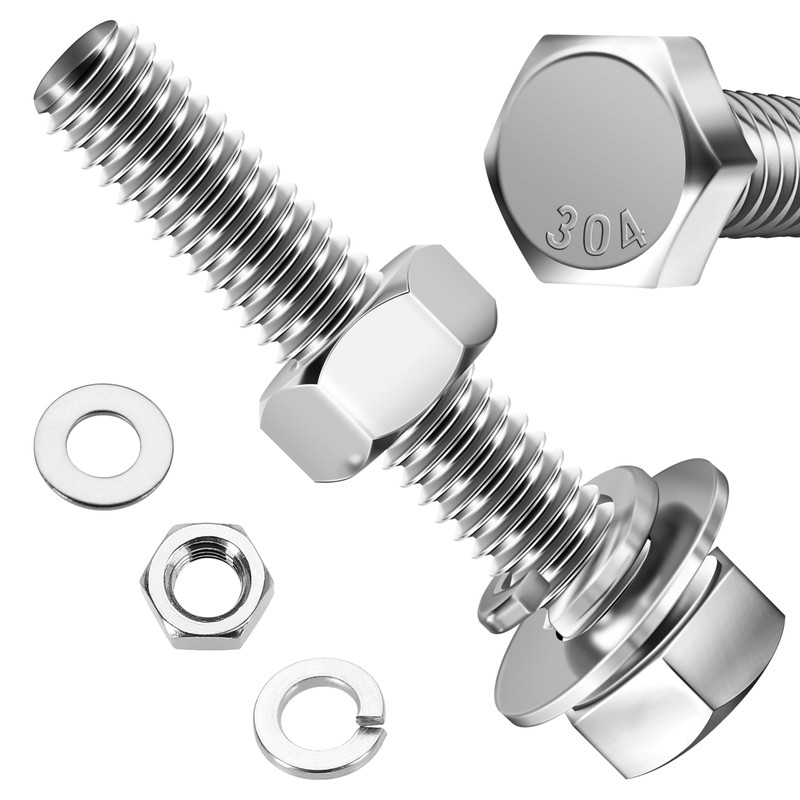 Mywish (6 Sets) 3/8-16x2 Hex Head Nuts and Bolts with