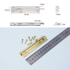1PC Gold Brass Door Bolt Lock 6inch,Barrel Sliding Lock,Solid Door Latch for Home,Bedroom,Garden