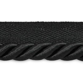 Trims by the Yard Hilda 3/8" Twisted Lip Cord Trim, Versatile for DIY Crafts, Picture Frames, Home Decor, and Fashion Items, 5-Yard Cut, Black