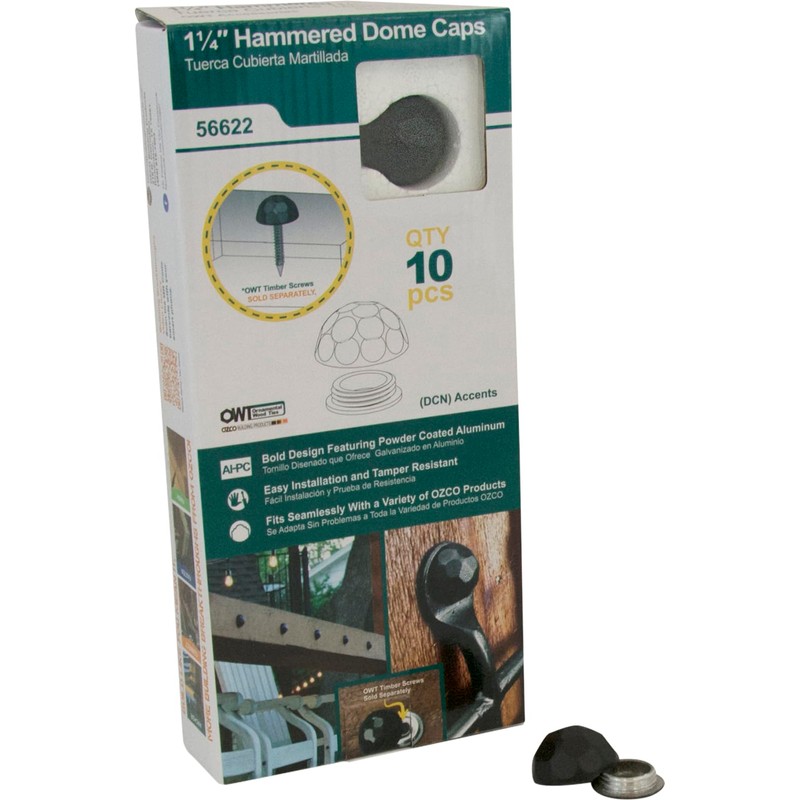 Ozco Building Products 56622 1-1/4-inch Hammered Dome Cap Nut, (10