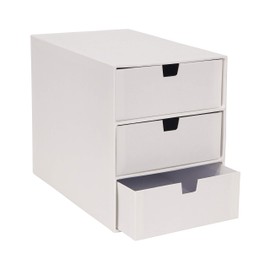 Bigso Ingrid 3-Drawer Fiberboard Desk Organizer, 8.1 x 6.3 x 9.9 in, White, Paper