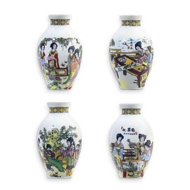 4PCS 3D Ceramic Vase Fridge Magnets, Decorative Ceramic Flower Vase Refrigerator Magnet, 3D Cute Flower Magnets for Kitchen & Office, Floral Refrigerator Magnet