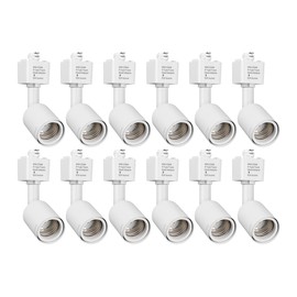 mirrea H Type Track Lighting Head to E26 Medium Screw Base Adapter Light Direction Adjustable Pack of 12 (White)