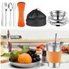 Hengrongshen Camping Crockery Orange 10 Piece Set Camping Cutlery Field