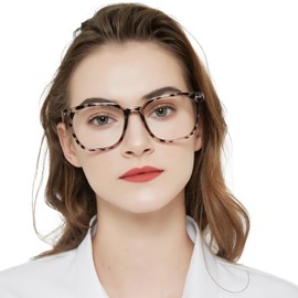 AEZUNI Large Frame Reading Glasses for Women Trendy Square Readers Eyeglasses 100 150 200 250 300 350 400 500 600 (Grey, 5.0)