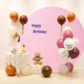 JKDMJF 6.6 FT Pink Round Backdrop Cover Fitting Chiara Circle Backdrop Covers for Birthday Party Baby Shower Wedding Decoration (Pink, 6.6 FT)