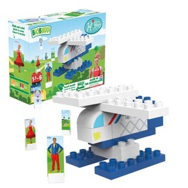 BiOBUDDi BB-0110 Helicopter Building Kit, Biological Building Blocks for Plug-In, Compatible with Other Brands, Made of Organic Plastic, 17 Clamping Blocks, Play Background and Cardboard Toy Figures