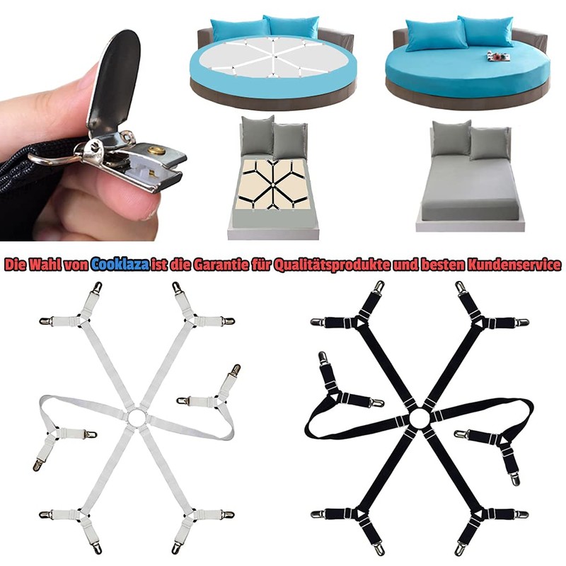 Cooklaza Bed Sheet Tensioner, Elastic, Adjustable Bed Sheet Fasteners, Bed