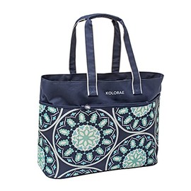 KOLORAE Beach Tote - Beach, Pool and Outdoor Tote Bag (Blue Medallion)