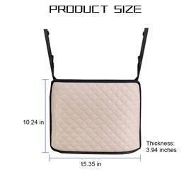 Norkmdi Car Handbag Holder Between Seats, Leather Large Capacity Front Seats Organizer Pocket, Automotive Purse Holder Storage Bag with Buckle Straps, Universal for SUV RV Truck (Khaki)