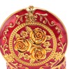 Vintage Metal Jewelry Box Round Exquisite Hand Carved Gold Flower