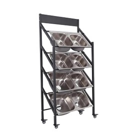 SHZYJBRY Washing Hand Basin Display Rack, Commercial Kitchen Sink Sample Rack, Double Slot Sink Storage Shelve for Kitchen and Commercial Sites, with Wheels (90 × 38 × 180cm)