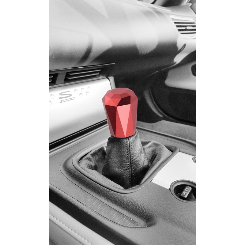 EZAUTO WRAP Universal Red Diamond Shifter Chrome Aluminum Automatic Shift