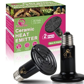 JamgoZoo Ceramic Heat Lamp, 60W Reptile Heat Emitters for Reptiles, Amphibian, Chicken, Dog, Cat (Black, Pack of 2)
