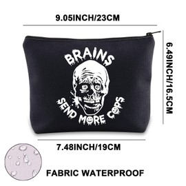 JNIAP Horror Movie Tarman Zombie Makeup Bag Horror Movie Lover Gifts Brains Send More Cops Zombie Zipper Bag (BRAINS mb)