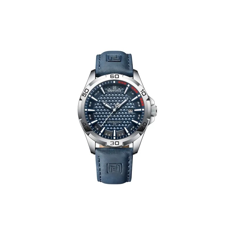 Naviforce Reloj Deportivo Impermeable Quartz Sport Watch, Blue Dial, Silver