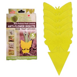 5 Pack - Sticky Yellow Butterfly Bug Traps for - Fruit Fly, Gnat Trap, White Flies, Mosquito, Fungus Gnats, Flying Insects Indoor/Outdoor Use