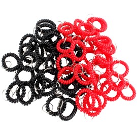MITUKE Coil, Large Capacity, Coil Band, Elastic Wrist, Bracelet, Locker Key, Spring Keychain, Set of 60, Telescopic Coil (Red & Black/ 60 Pieces)