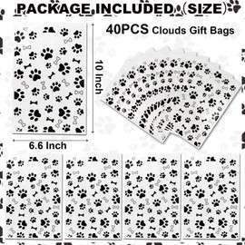 YAHEBODT 40pcs Dog Paw Goodie Bags,Dog Paw Print Candy Gift Bags 9.8inch*6.7inch with Handles Party Favor Bags for Dog Birthday Party Decoration Supplies