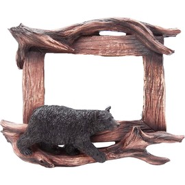 Wowser Bear on Deadwood Picture Frame, Holds 6x4 Photo, Tabletop Rustic Decor, Vacation Memory Frame, 8 Inches