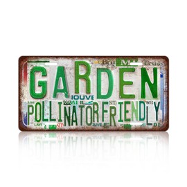 Vintage Garden Metal Tin Sign License Plate Wall Decor for Garden Lover 12 x 6 Inches - garden Pollinator Friendly