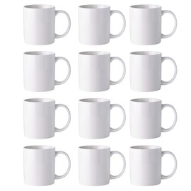 GBHOME 12 OZ Off White Coffee Mugs, Ceramic Coffee Mugs with Large Handle for Man, Woman, Light Weight Coffee Mugs Set of 12 for Latte/Cappuccino/Cocoa/Milk, Dishwasher & Microwave Safe