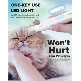 dodiff Dog Paw Trimmer, 2 Speed Low Noise Dog Clippers for Grooming, Cordless Rechargeable Dog Hair Trimmer with LED Light, Widen Blade Cat Pet Hair Shaver for Paws, Eyes, Ears, Face, Rump (White)