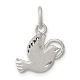 JewelryWeb 925 Sterling Silver Solid Satin Dove Charm 15x16mm Wide Pendant Necklace for Women