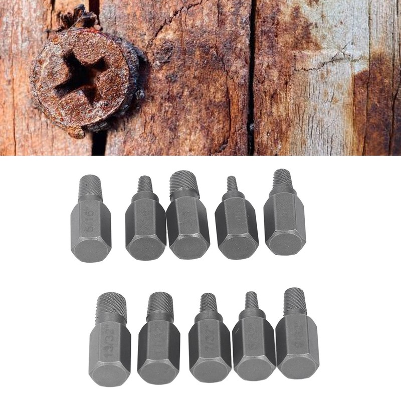 10Pcs Damaged Screw Extractor Hex Bolt Stud Remover Removal Tool