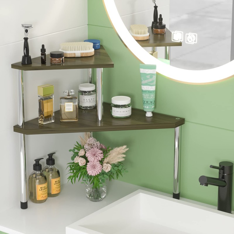 Weenson Bathroom Counter Organizer Corner Shelf - 2 Tier Bathroom