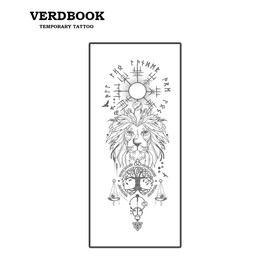 VERDBOOK Waterproof Temporary Tattoos: 2-Sheet Tattoo Kit with Realistic Body Stickers, Semi-Permanent Tattoos for Adults Lasting 7-15 Days – Safe for Men & Women, Lion Sigil