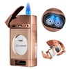 Cigar Lighter with Cutter,FANKAI Torch Lighter Double Jet Flame Refillable