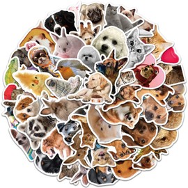 Cute Dog Stickers Pack 50PCS, Kawaii Animal Puppy Stickers for Kids Teens Adults Glueewee Waterproof Vinyl Cat Stickers for Water Bottles Laptop Phone