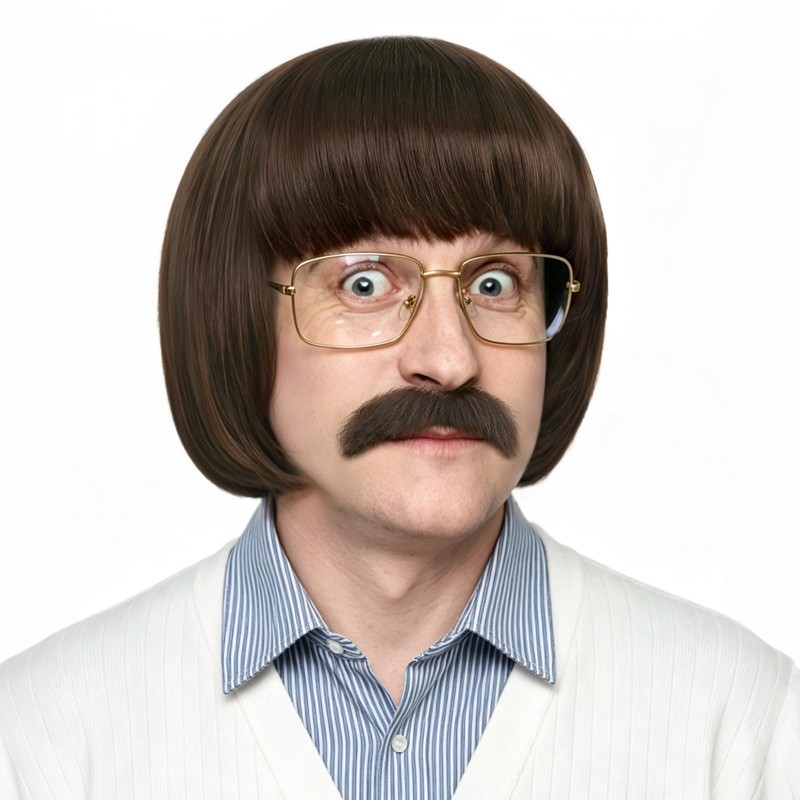 Dark Brown Bowl Cut Wig Short Mushroom Wigs for Men