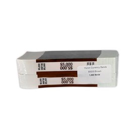 Huron Currency Money Band Wrappers $5000 Brown (1000 pcs)