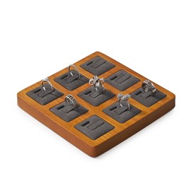 Oirlv 指輪 トレイ 木製 リングトレイ 9枚 ディスプレイ 収納 高級 おしゃれ ジュエリートレイ SM02502 (ダークグレー)