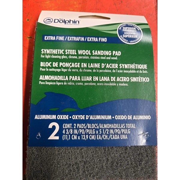 Blue Dolphin Synthetic Steel Wool 4" x 5" Extra Fine.