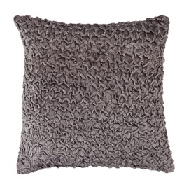 SARO LIFESTYLE Smocked Velvet Throw Pillow with Down Filling, Slate, 20"