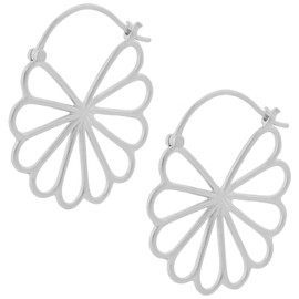 Pernille Corydon E328s Women's Silver Large Bellis Earrings/Creol Earrings 925 Silver Flower Large Floral Daisy Design - 30 mm, Sterling Silver